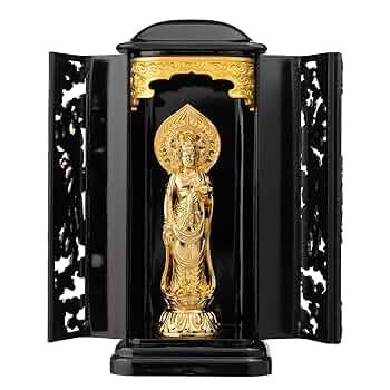 Amazon｜仏像 聖観音菩薩 10cm(純金メッキ) 3号PC厨子入り＿